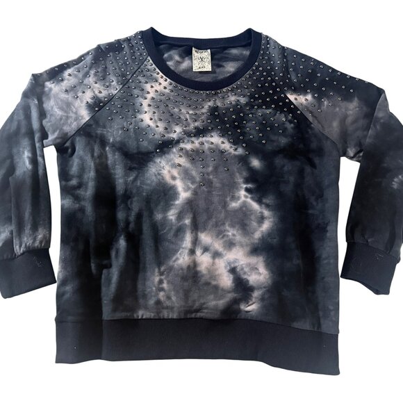 Vocal Womens L Tie-Dye Sweatshirt Studded Rocker Western Biker Grunge Cotton Y2K - Picture 1 of 10